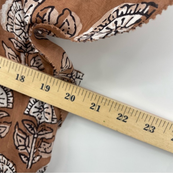 UNCLE FRANK smocked flutter sleeve block floral dress in cocoa brown Sz S - Picture 6 of 7